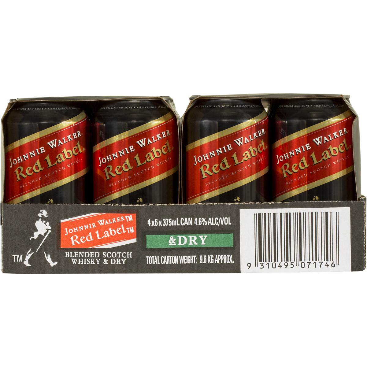 Johnnie Walker Red Label Whisky & Dry Cans 24x375ml Woolworths