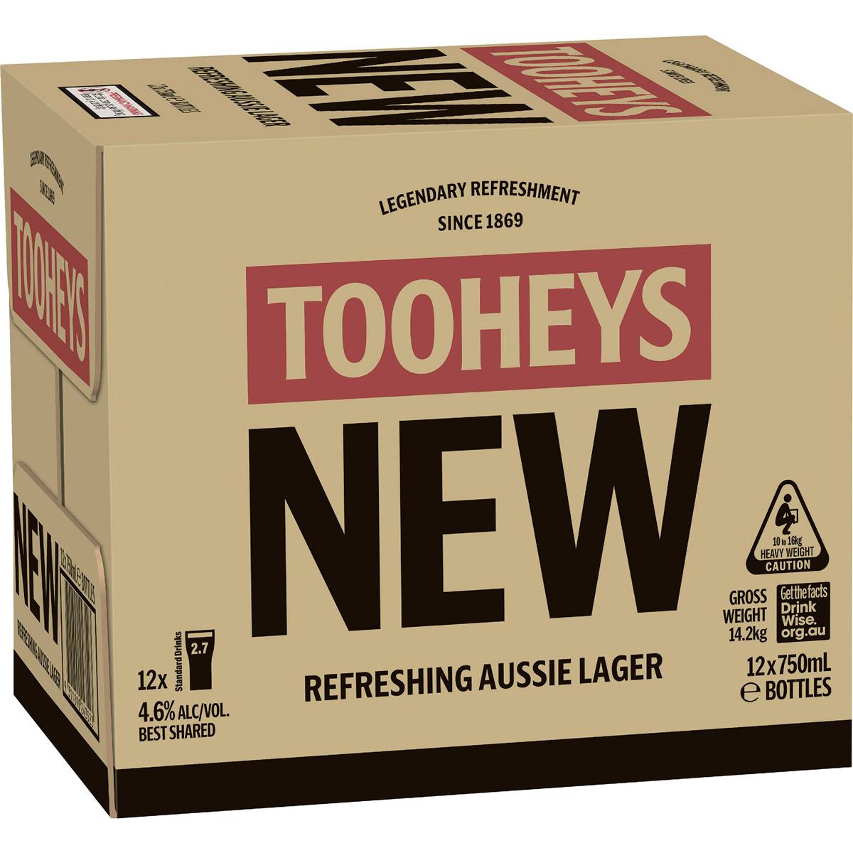Tooheys New Lager Long Necks 12x750ml pack Woolworths