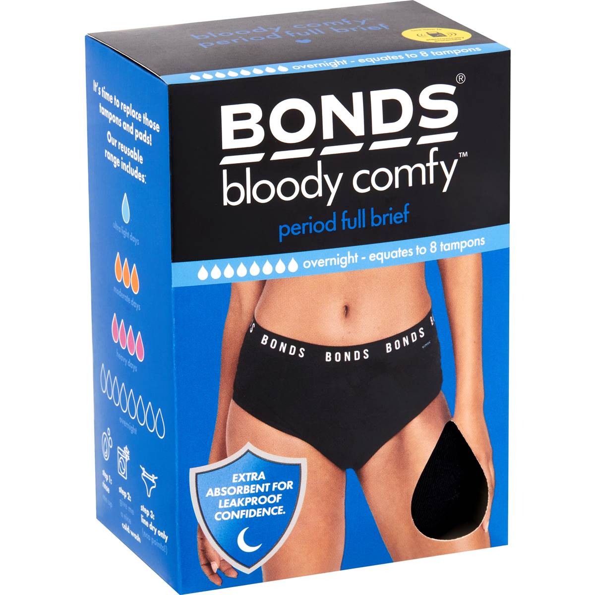 Bonds Bloody Comfy Overnight Period Full Brief Underwear Size 16 each