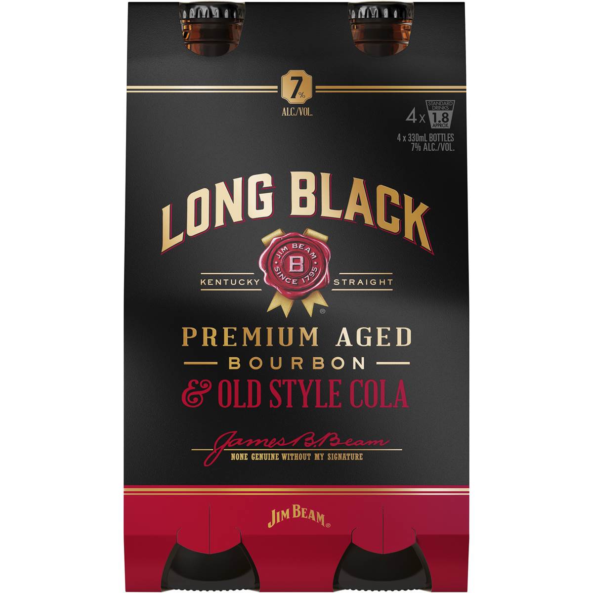 Jim Beam Long Black Bourbon & Mature Cola Mix Bottles 4x330ml Woolworths
