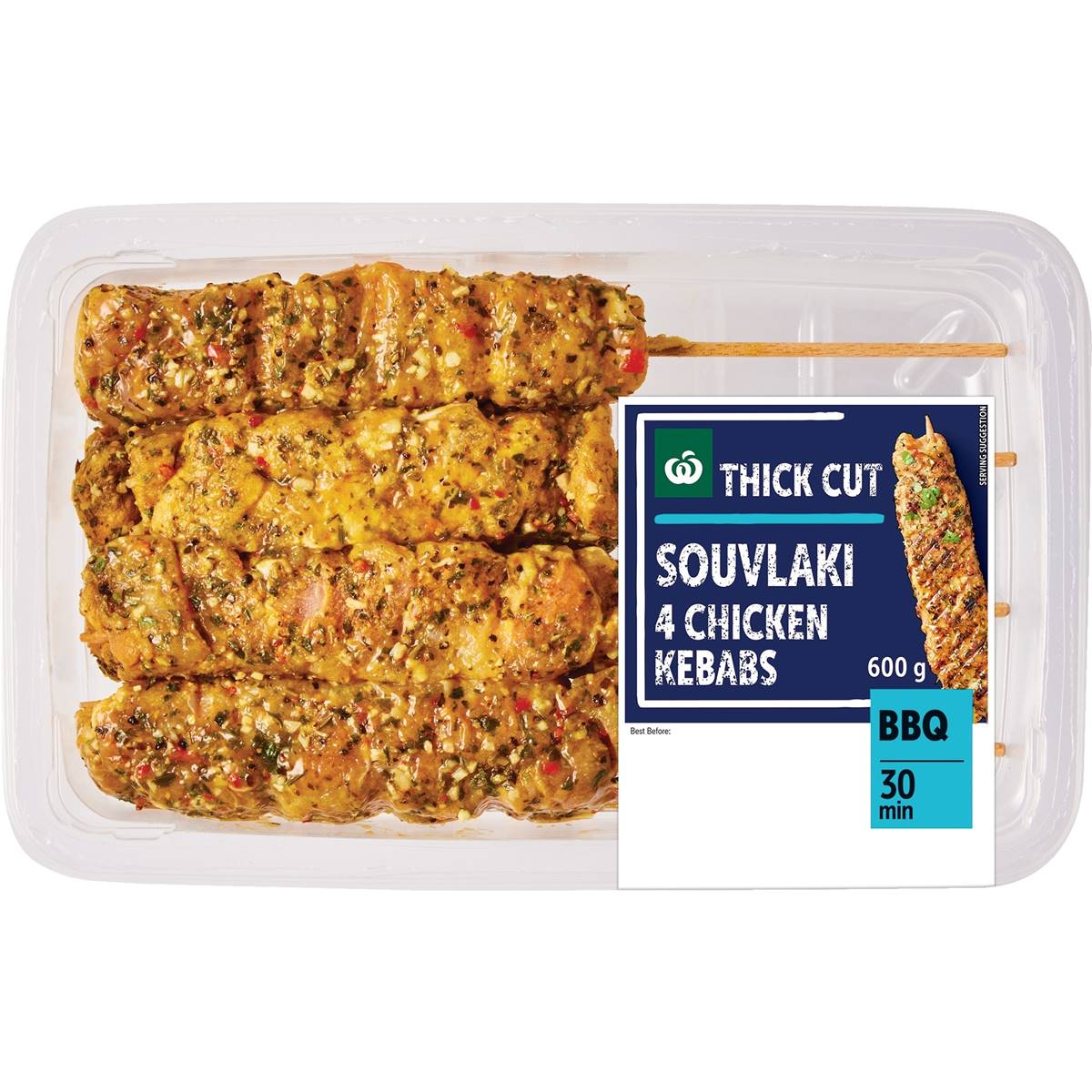 Woolworths 4 Souvlaki Chicken Kebabs 600g