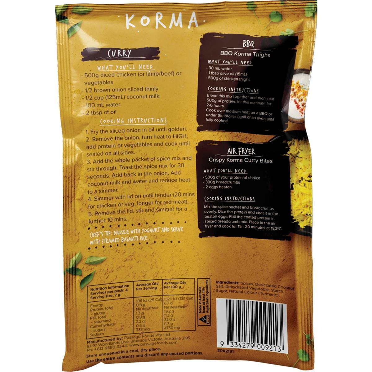 Passage To India Korma Curry Spice Mix 28g Woolworths