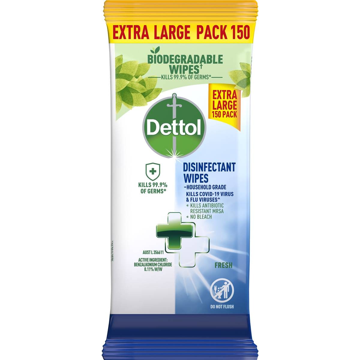 Dettol Disinfectant Wipes Extra Large 150 pack