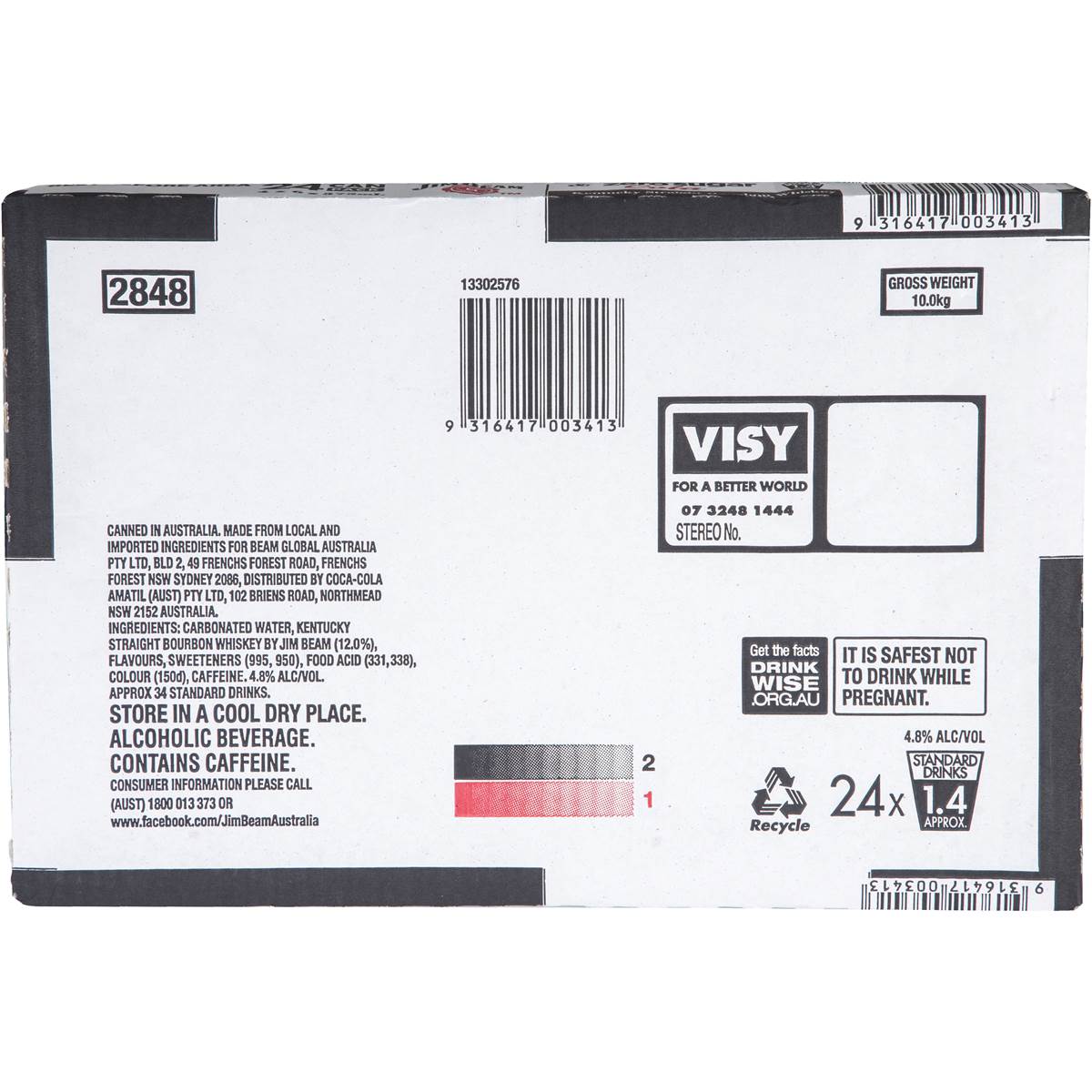 Jim Beam Bourbon & Zero Sugar Cola Cans 24x375ml Woolworths