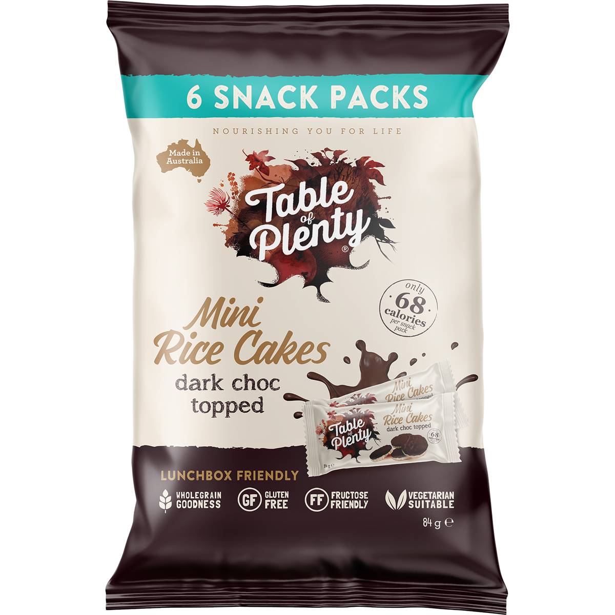 Table Of Plenty Mini Rice Cakes Dark Chocolate Snack Packs 6 pack