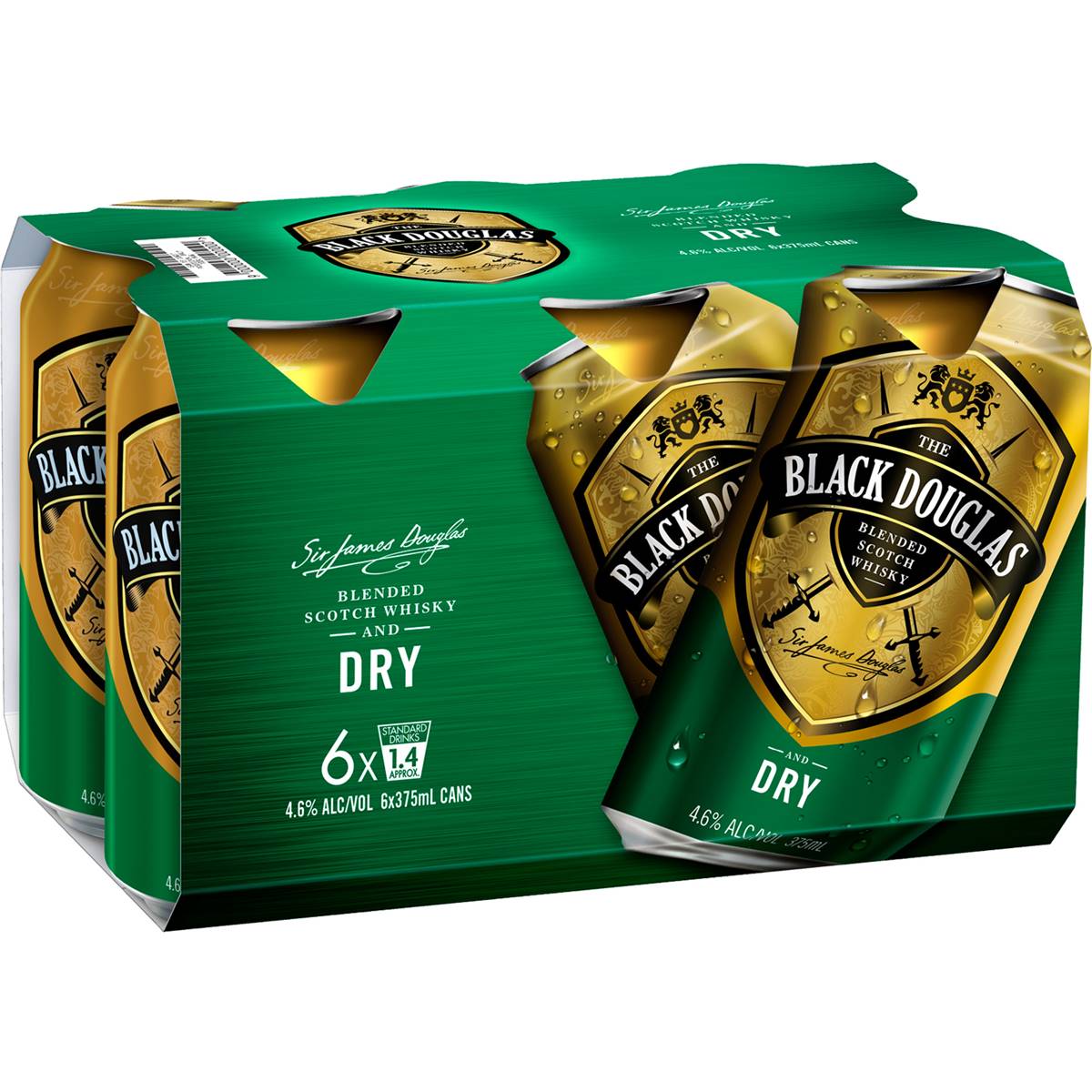 Black Douglas Whisky & Dry Cans 6x375ml Woolworths