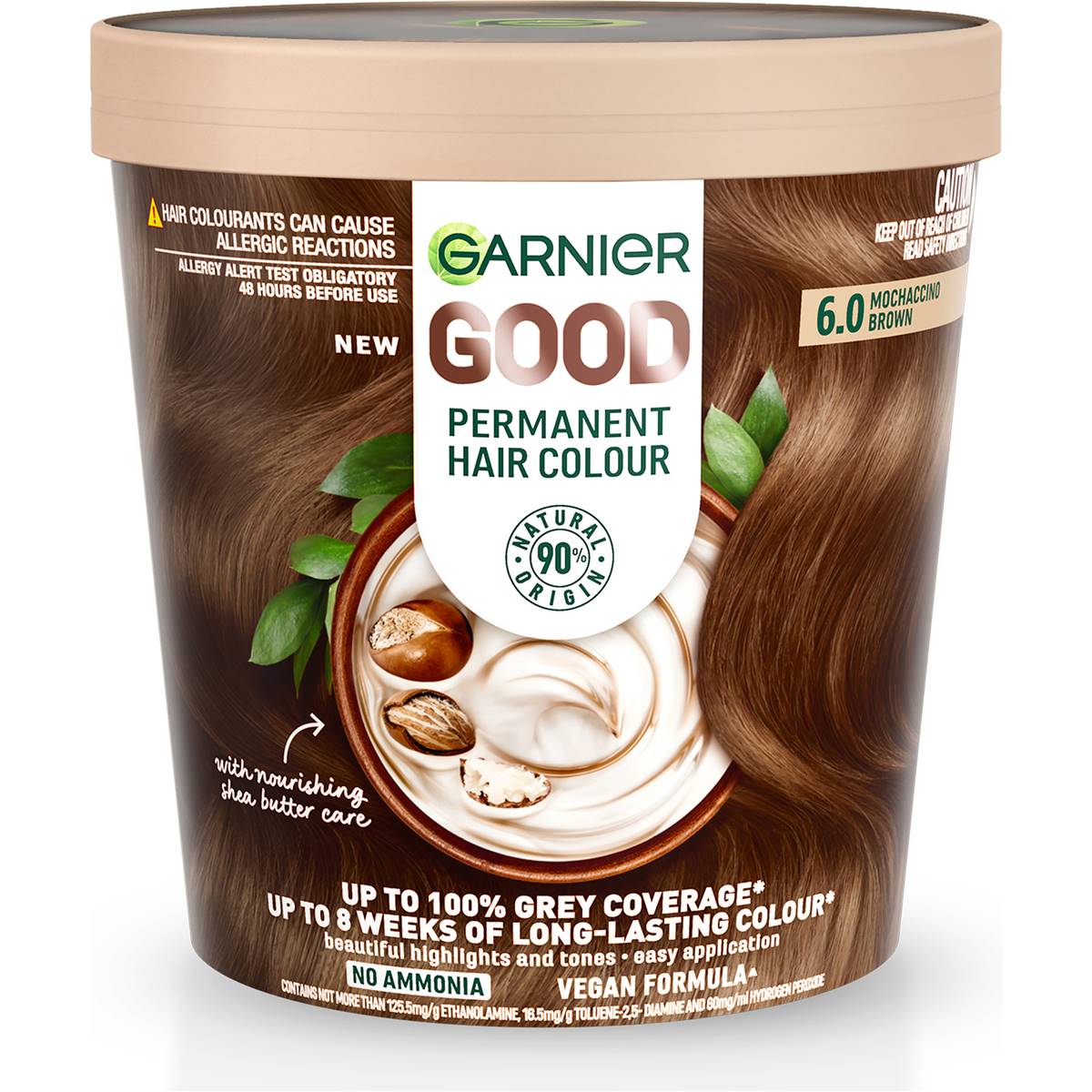 Garnier Good Permanent Hair Colour 6.0 Mochaccino Brown each