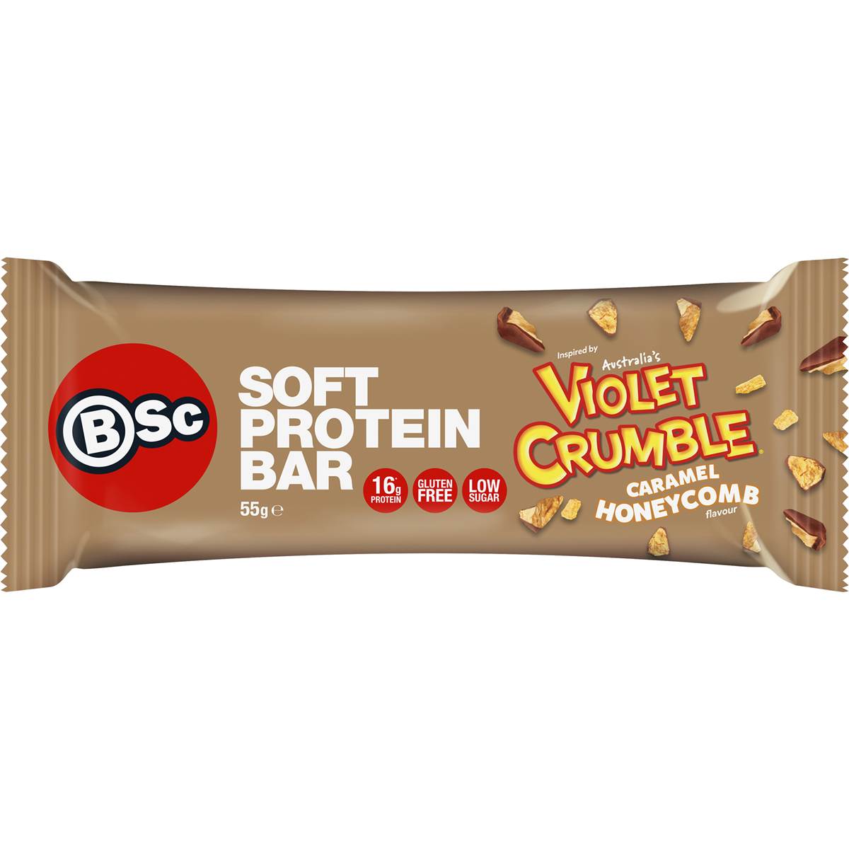 BSc x Violet Crumble Soft Protein Bar Caramel Honeycomb 55g