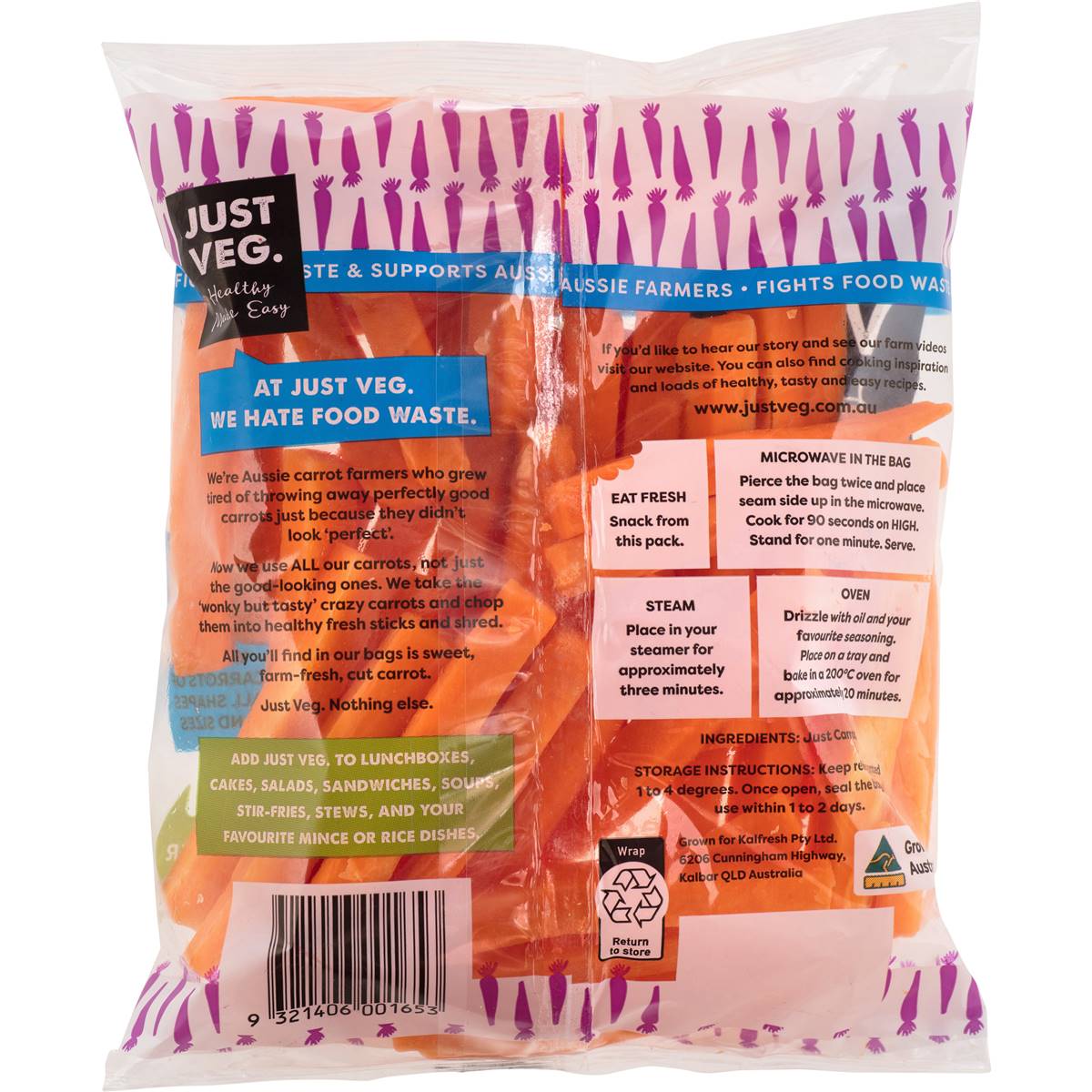 Just Veg Carrot Sticks 300g Woolworths