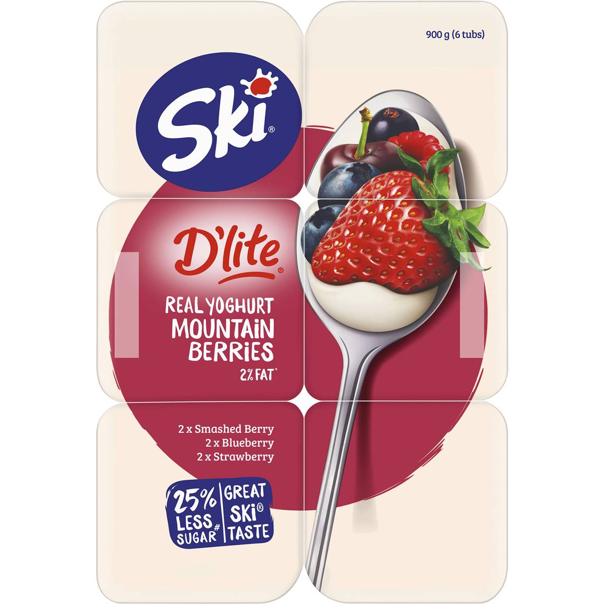 Ski D'lite Mountain Berries Yoghurt 6x150g Woolworths