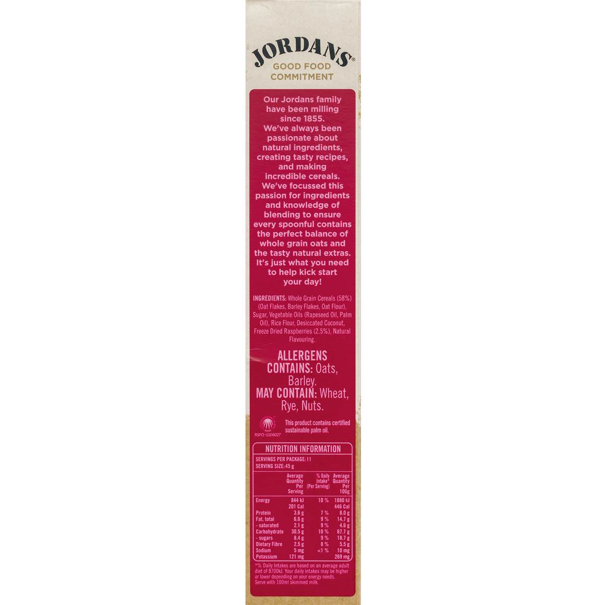 Jordans Raspberry Crispy Oat Clusters 500g Woolworths