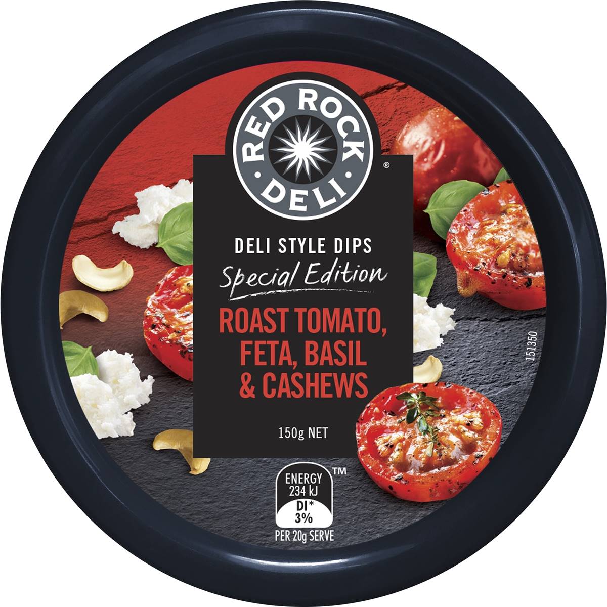 Red Rock Deli Roast Tomato Feta Basil & Cashew Dip 150g Woolworths