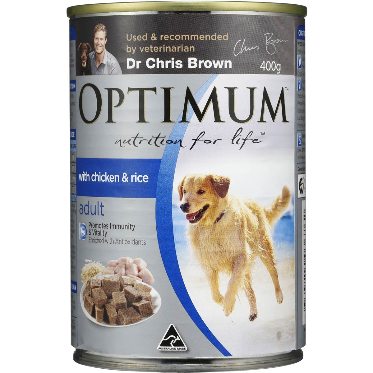 Optimum Adult With Chicken & Rice Wet Dog Food 400g Woolworths
