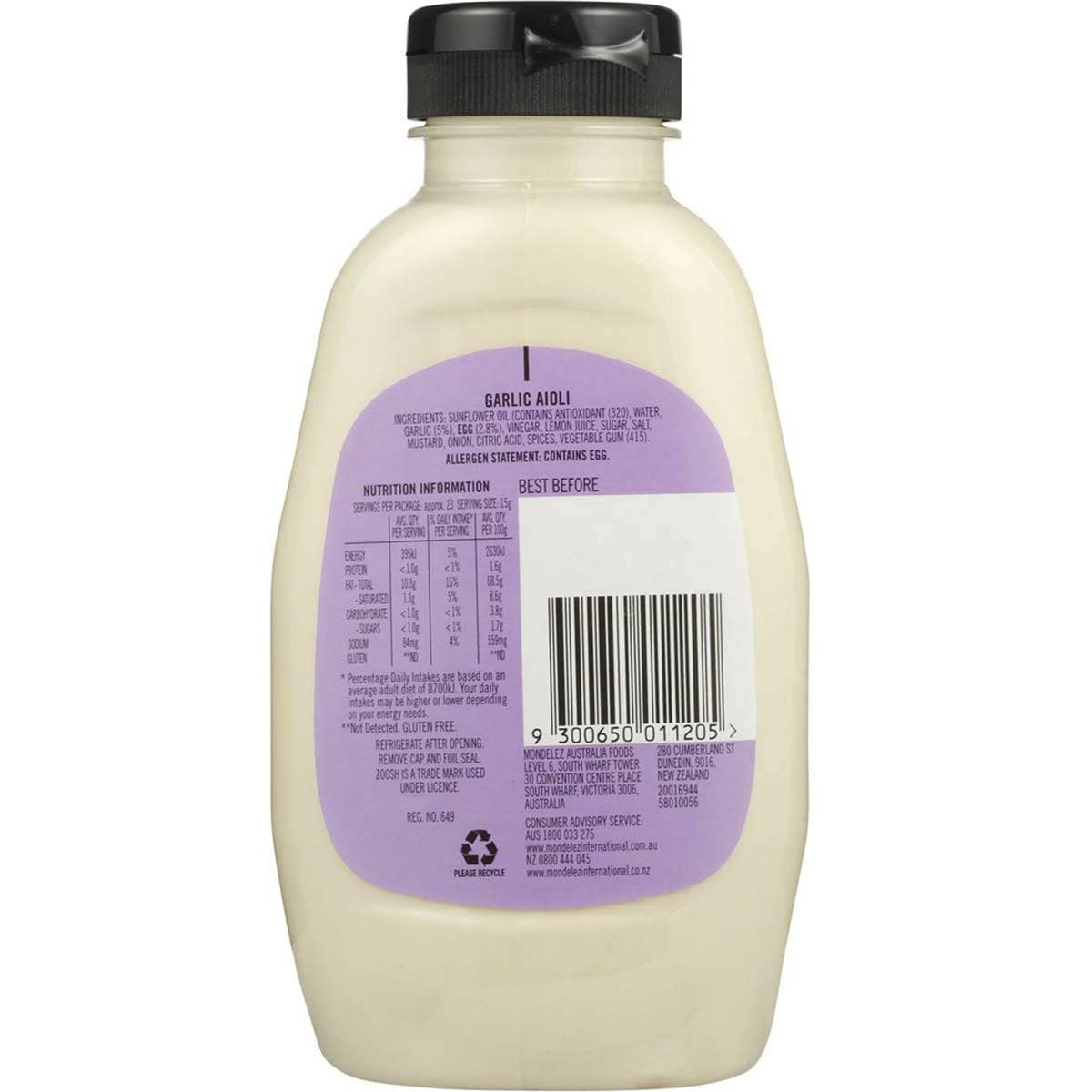Zoosh Free Range Egg Garlic Aioli 350g Woolworths