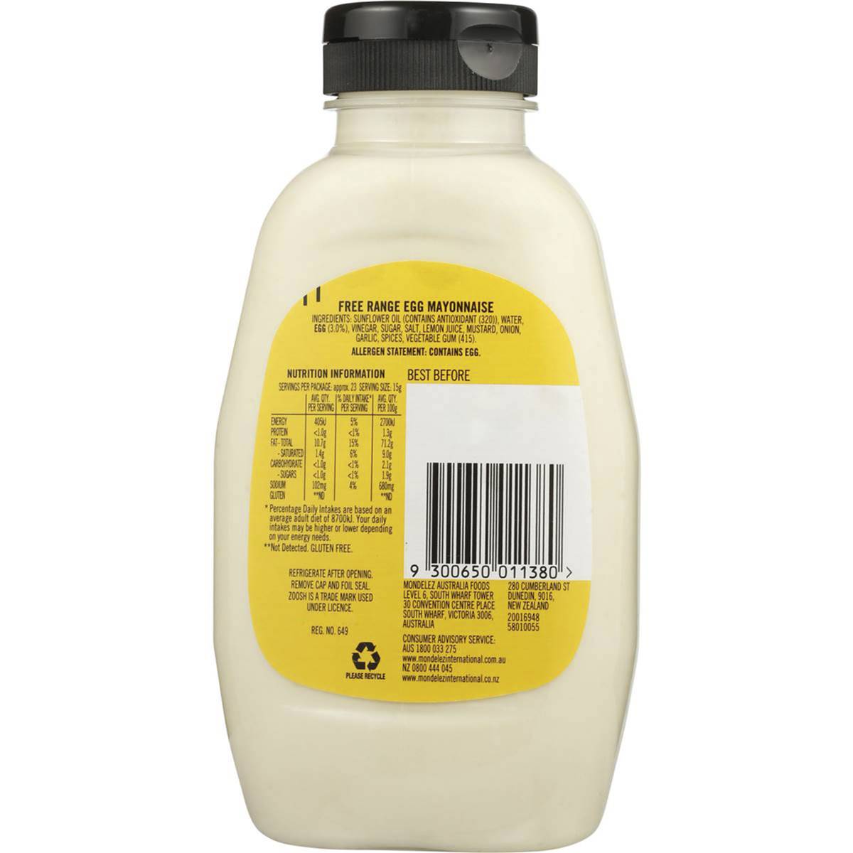 Zoosh Free Range Egg Mayonnaise 350g Woolworths