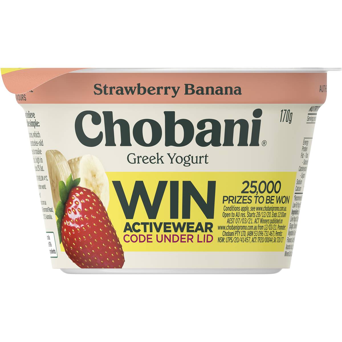 Chobani Strawberry Banana Yoghurt 170g Woolworths