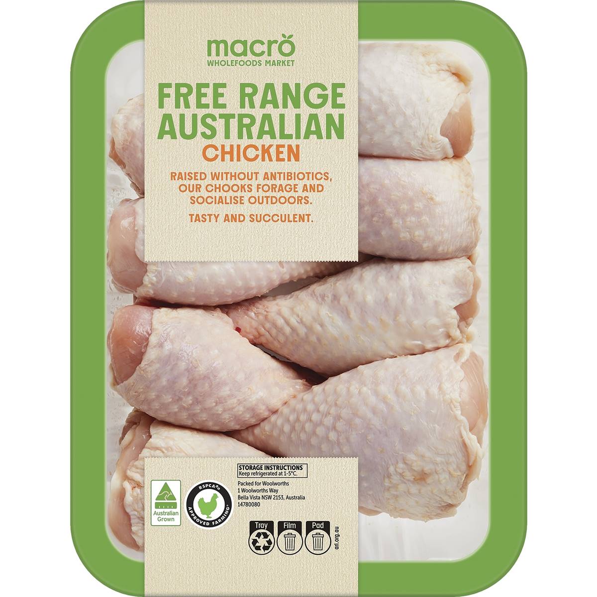 Macro Free Range Australian Chicken Drumsticks 900g - 1.3kg