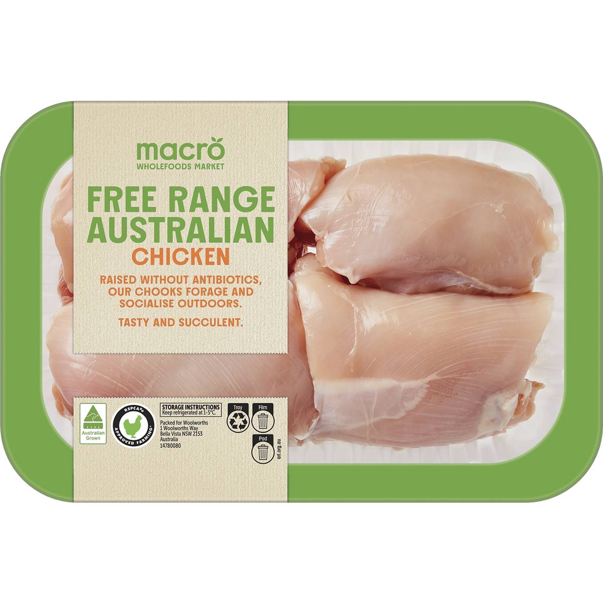 Macro Free Range Australian Chicken Thigh Fillet 450g - 650g