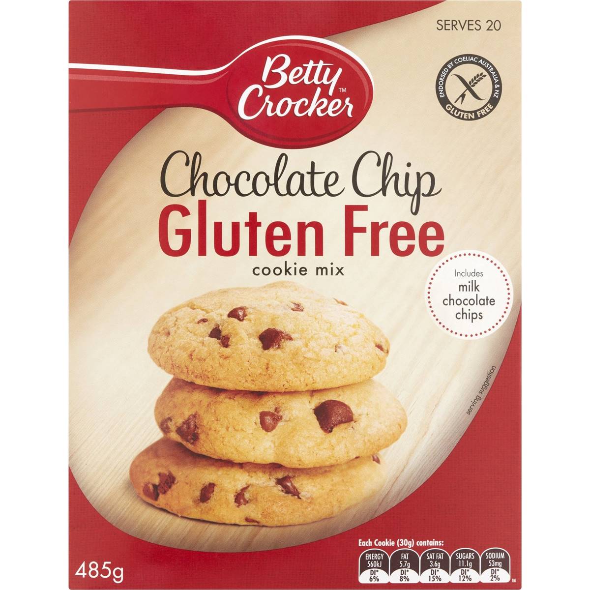 Betty Crocker Gluten Free Choc Chip Cookie 485g | Woolworths