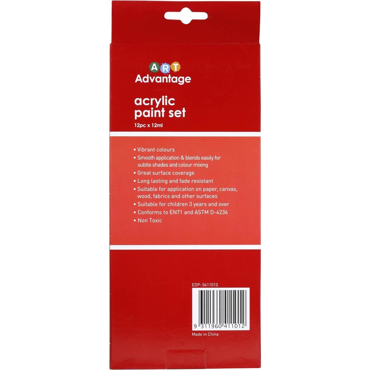Art Advantage Acrylic Paint 12x10ml Woolworths