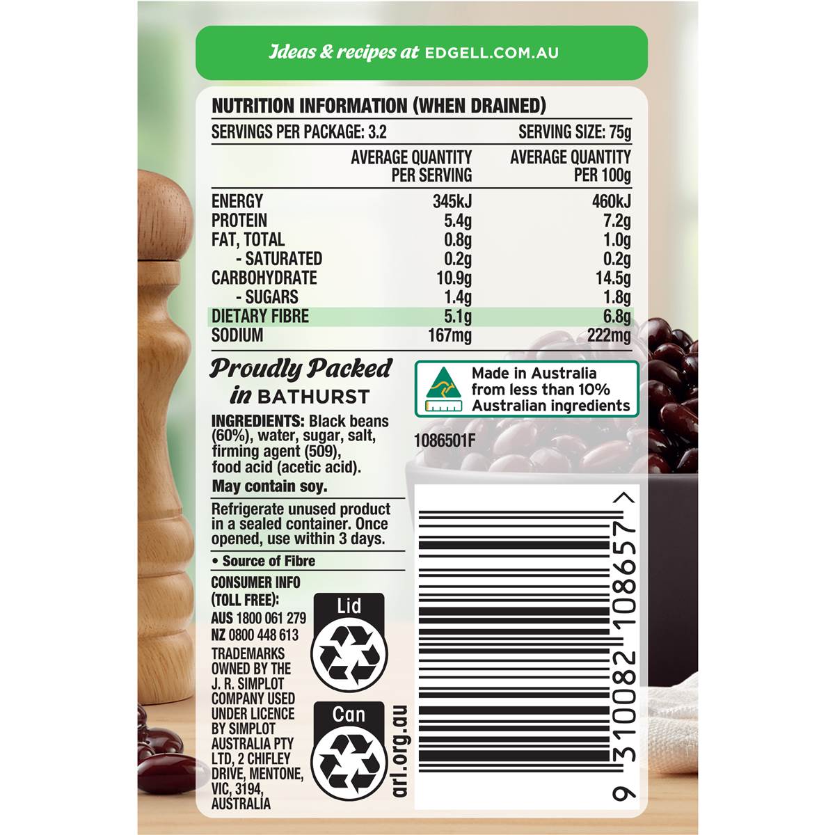 Edgell Black Beans Plant Protein 400g Woolworths