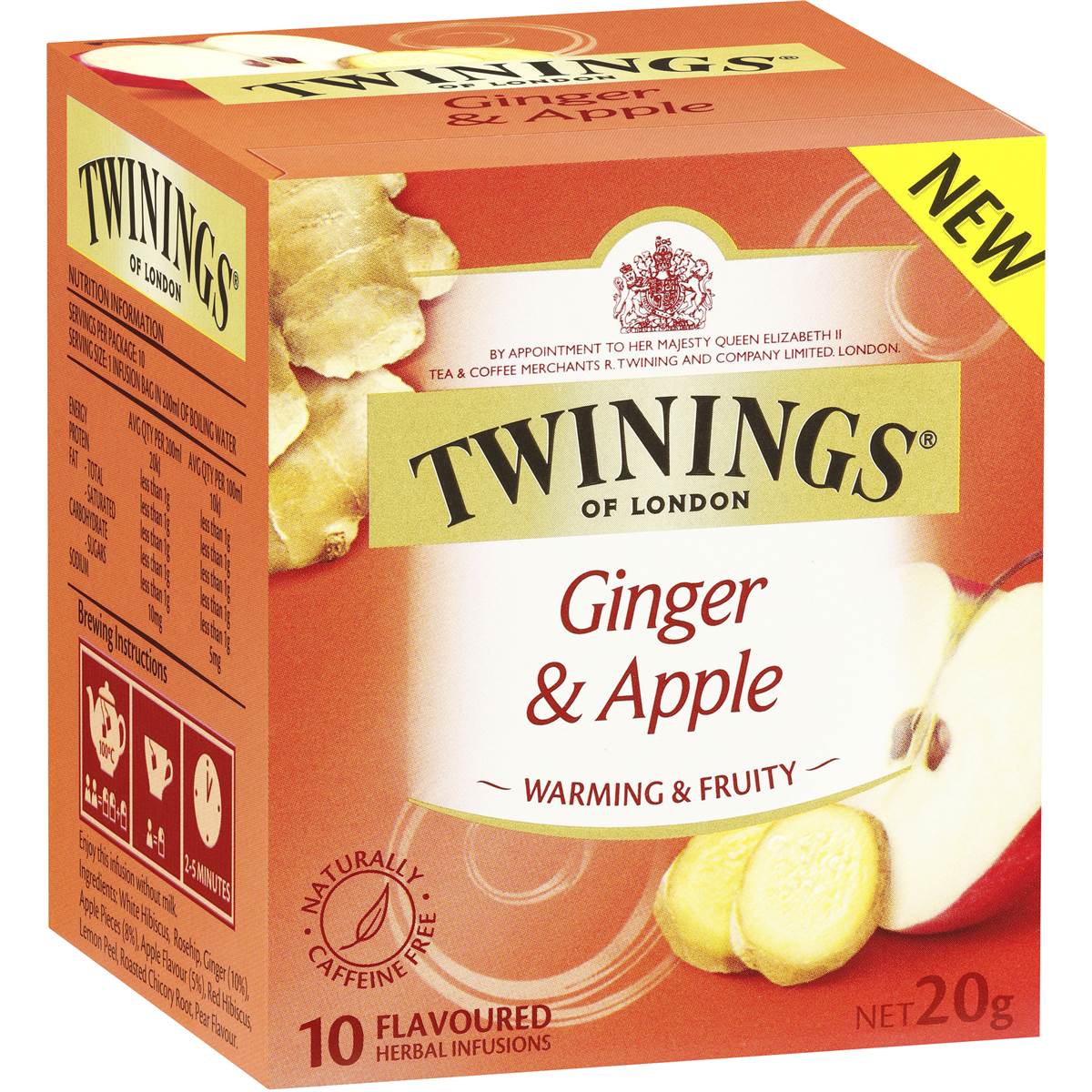 Twinings Ginger & Apple Tea Bags 10 Pack Woolworths