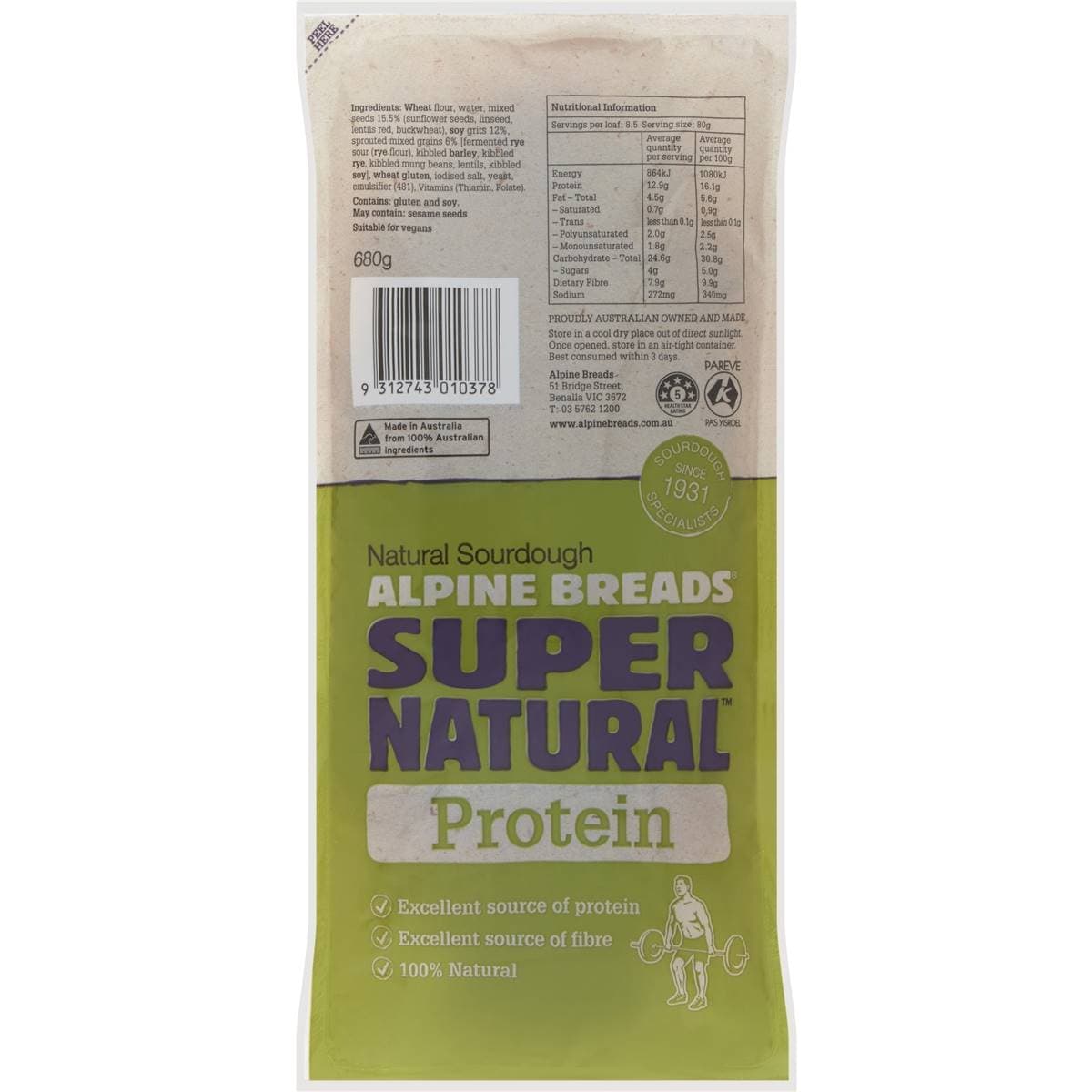 Alpine Breads Super Natural Protein Bread 680g Woolworths