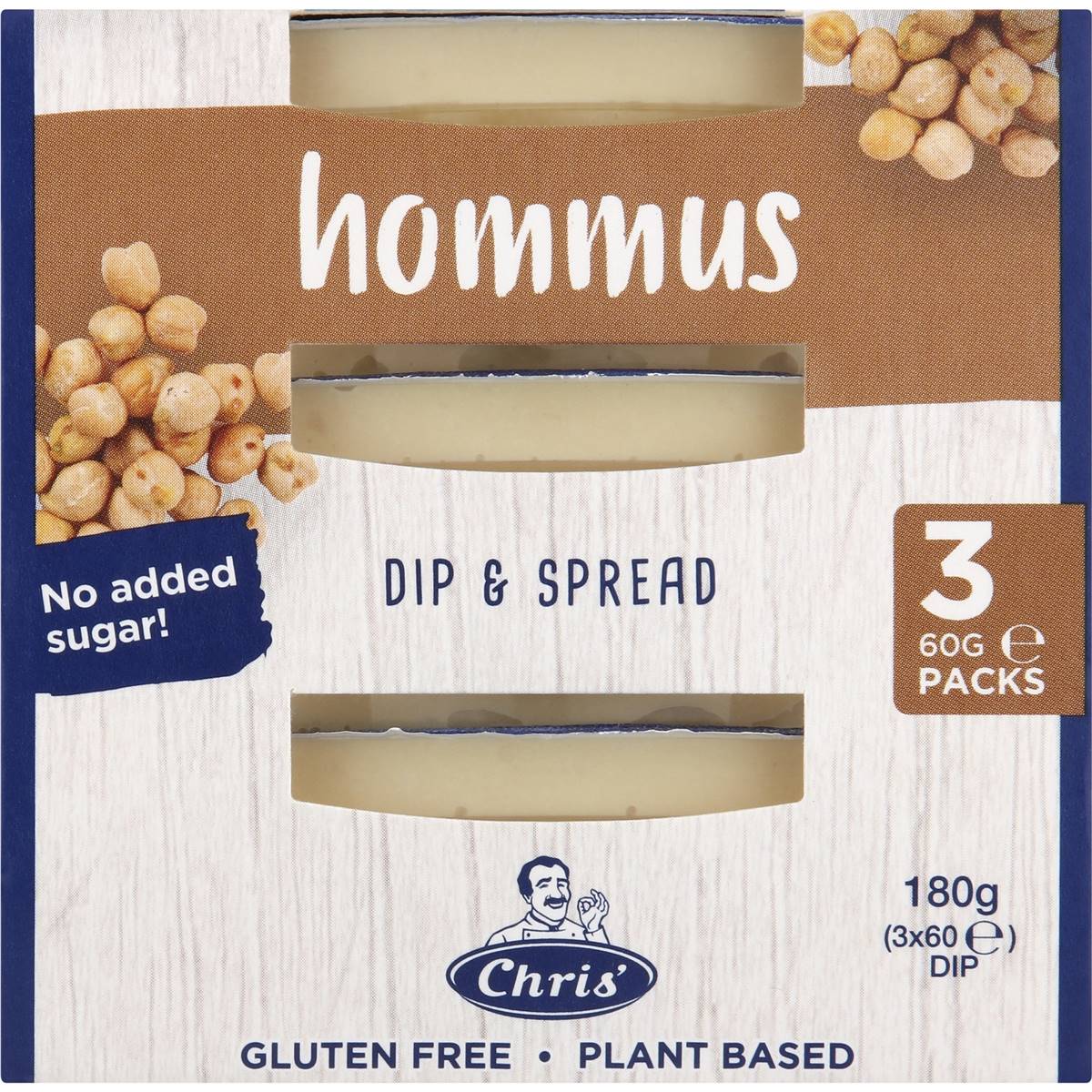 Chris' Dips Hommus 60g X3 Pack Woolworths