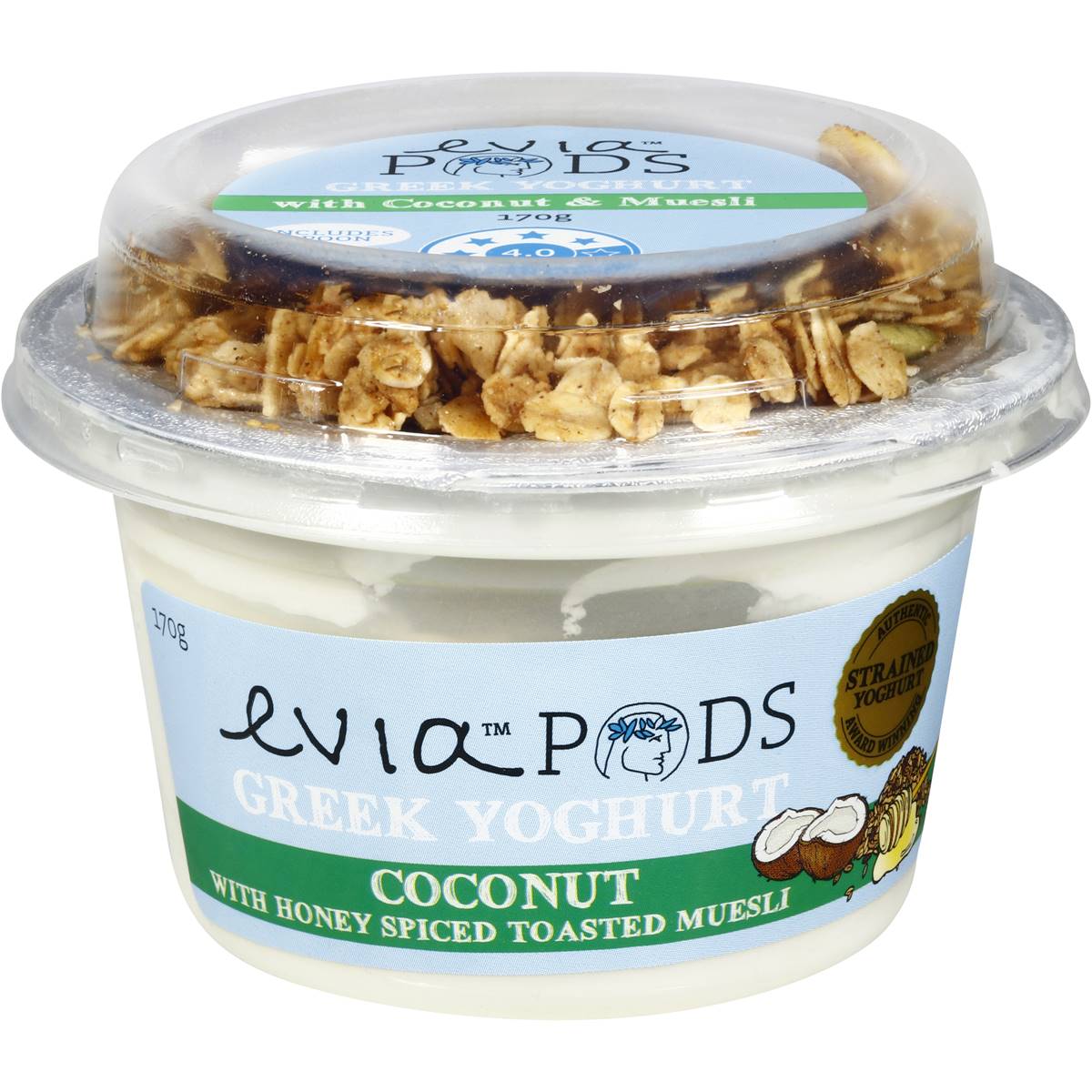 Evia Coconut & Toasted Muesli Yoghurt Pods 170g Woolworths