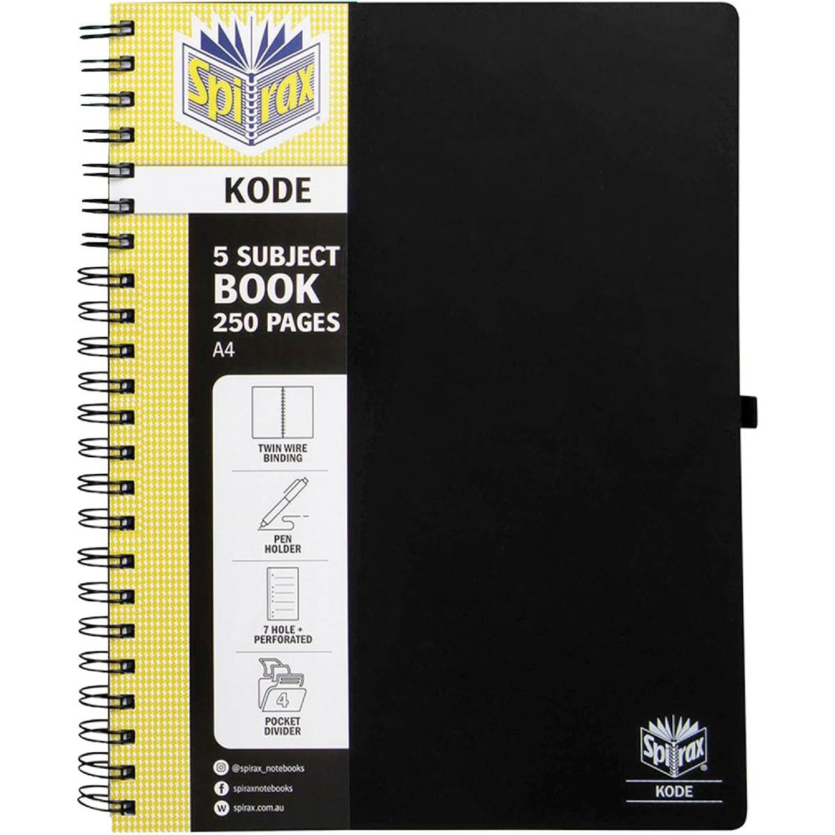 Spirax 5 Subject Book A4 Assorted Colours 250pg Each Woolworths