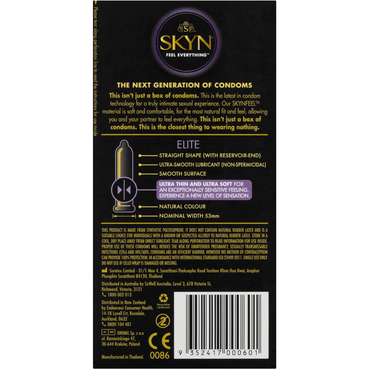 Skyn Elite Ultra Thin & Ultra Soft Nonlatex Condoms 6 Pack Woolworths