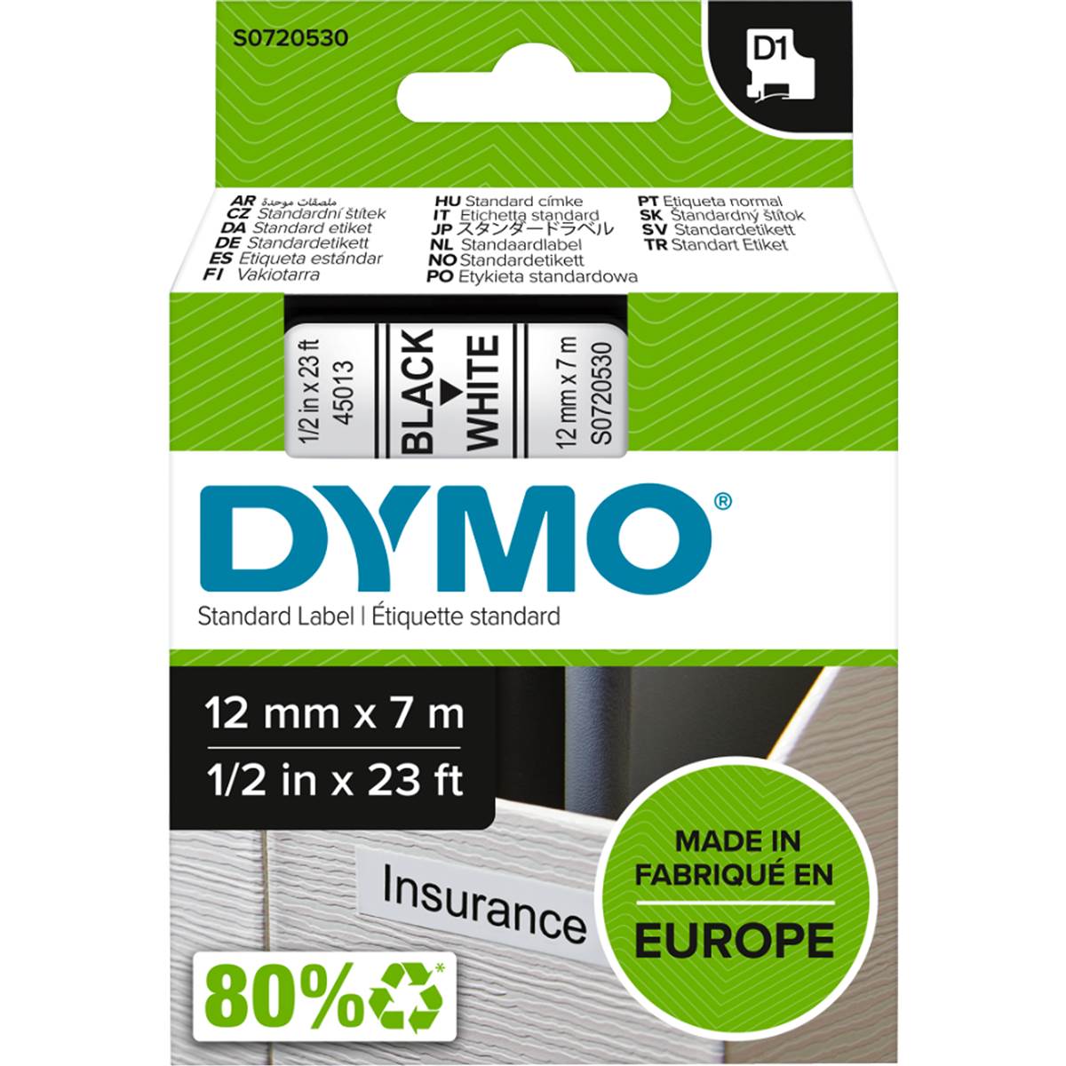 Dymo D1 Casette Tape Label Black And White Each Woolworths