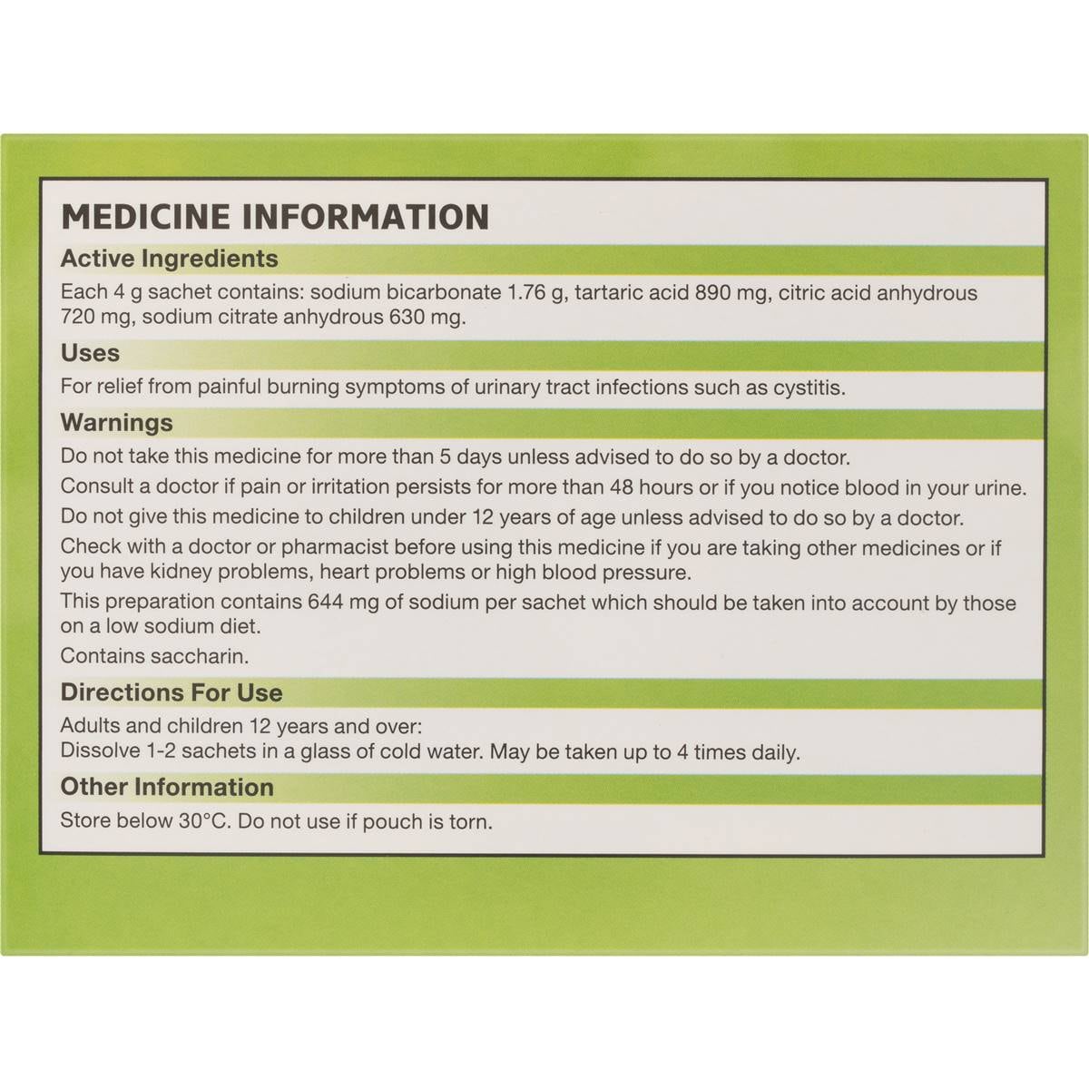 Ural Sachets Effervescent Powder 4g X20 Pack Woolworths