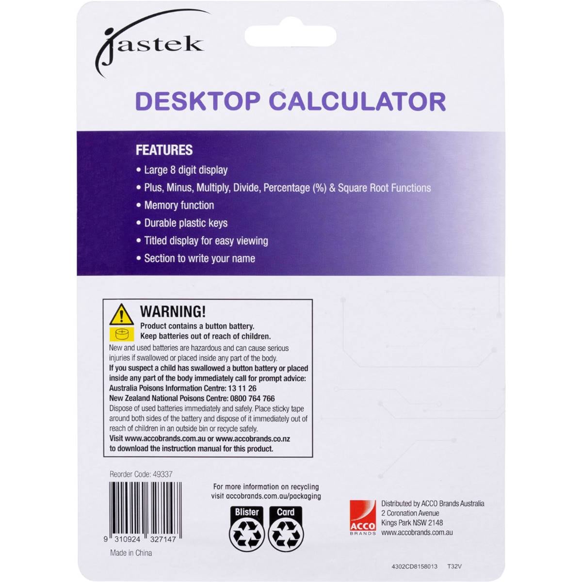 Jastek Desktop Calculator Compact Each Woolworths