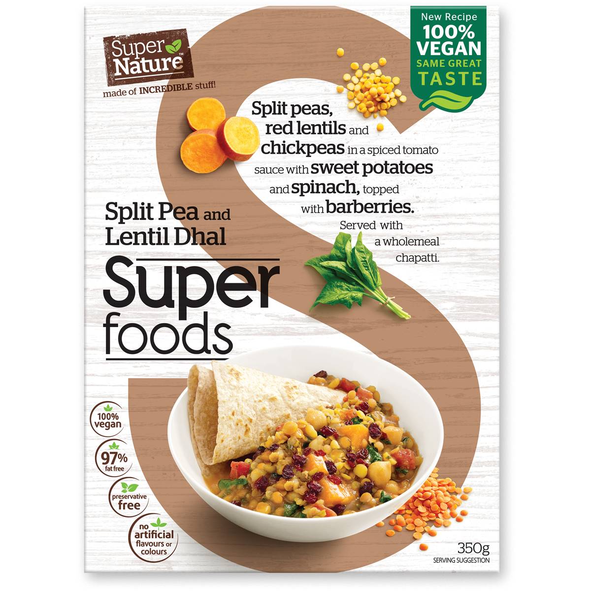 Super Nature Split Pea & Lentil Dhal Frozen Meal 350g Woolworths