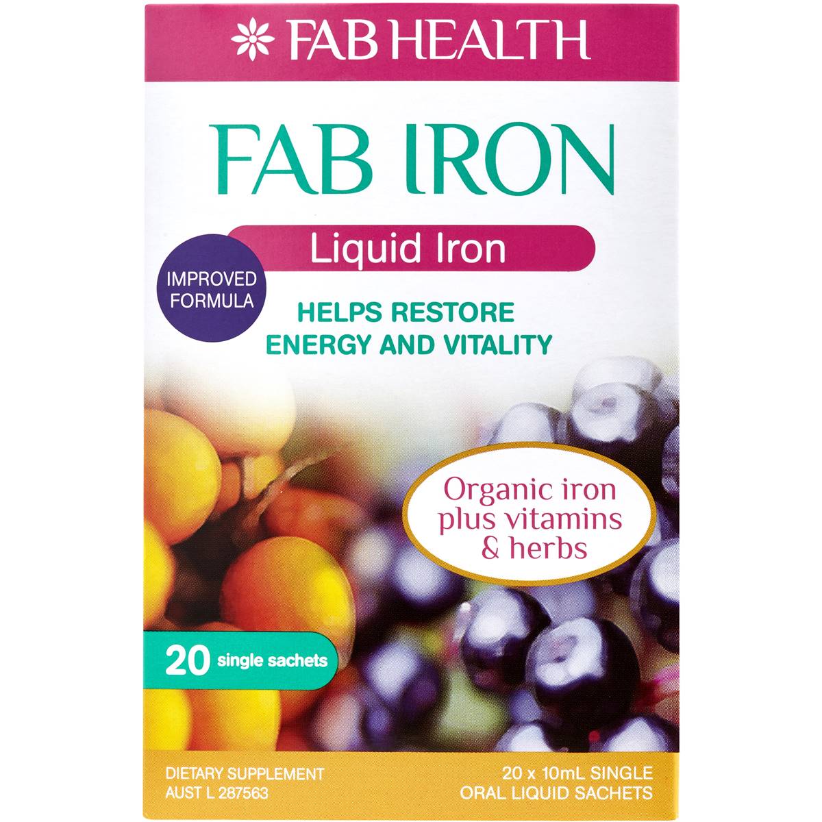 Fab Liquid Iron Sachets 20x10ml Woolworths