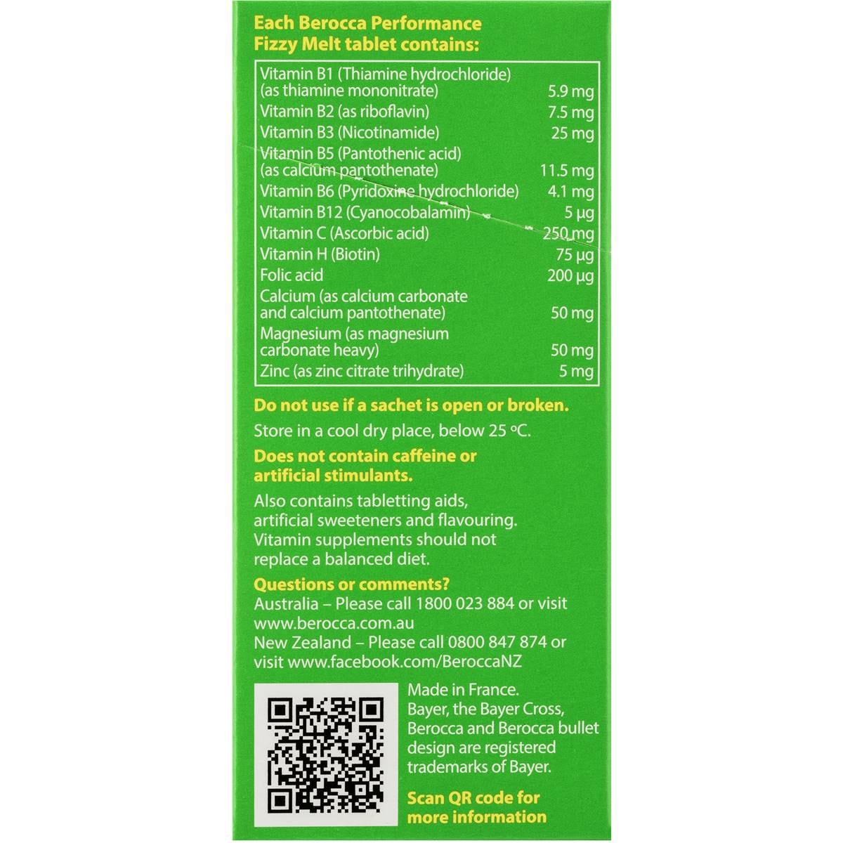 Berocca Fizzy Melts Energy Vitamin Orange Fresh Chewable Tablets 14