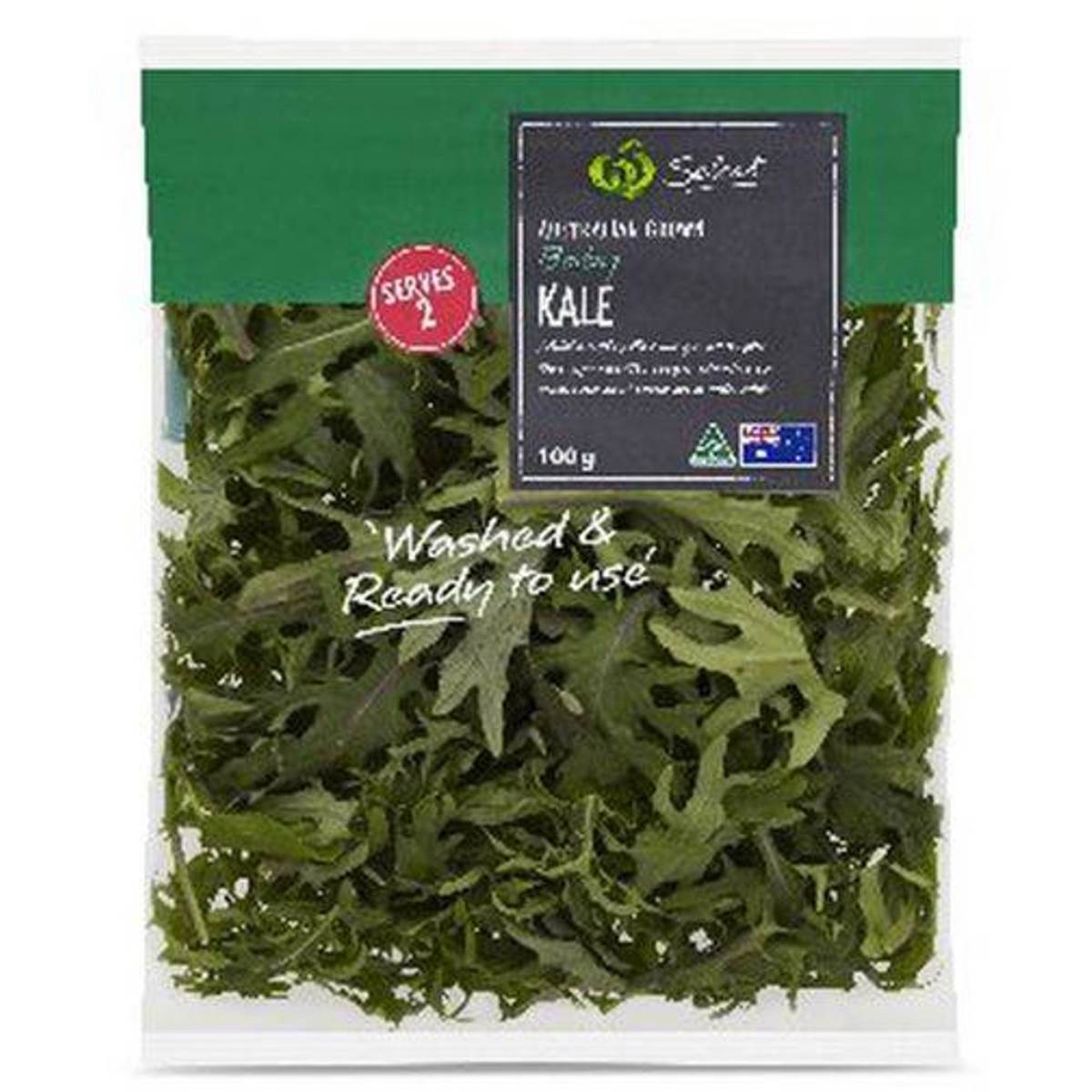 Woolworths Baby Kale Salad 100g bag Woolworths