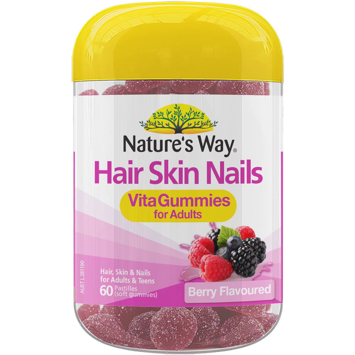 Natures Way Adult Vita Gummies Hair Skin Nails 60ea Woolworths