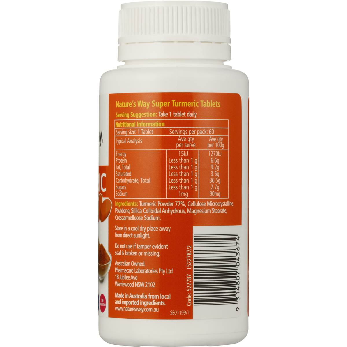 Nature's Way Superfood Turmeric Tablets 60ea Woolworths
