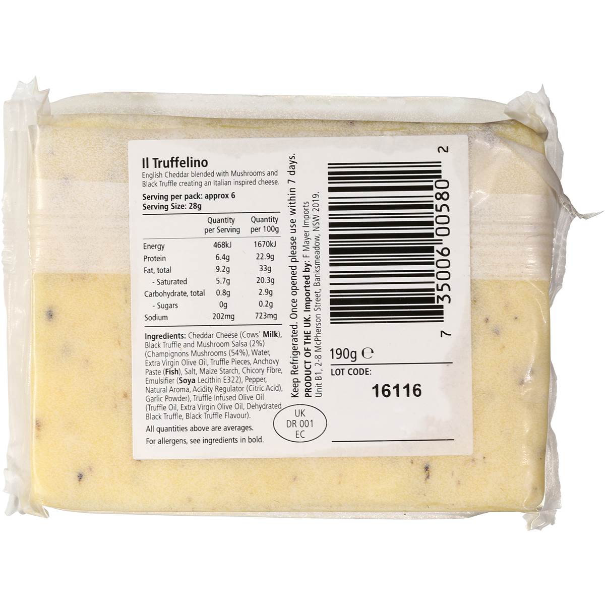 Somerdale Truffle Cheddar 190g Woolworths