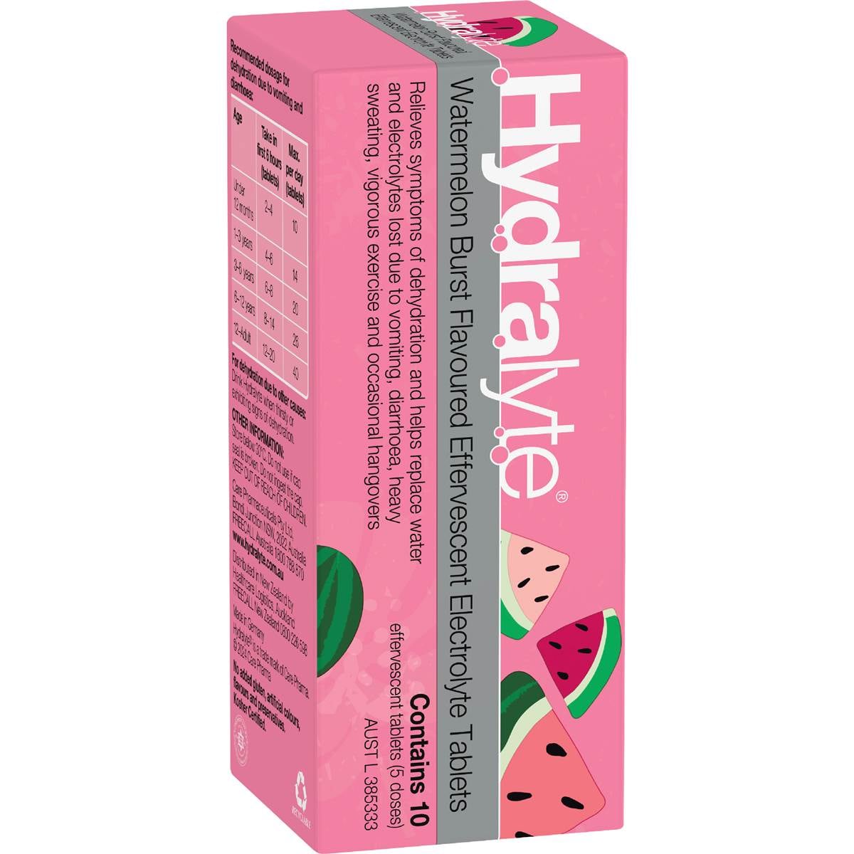 Hydralyte Effervescent Electrolyte Tablets Watermelon Burst 10 pack