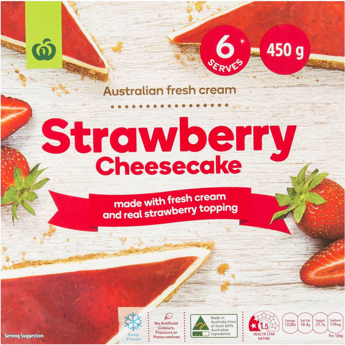 Woolworths Strawberry Cheesecake 450g Woolworths