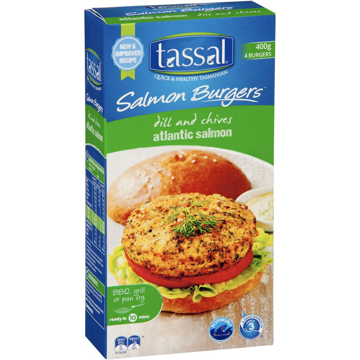 Tassal Salmon Burgers Dill & Chives 400g Woolworths