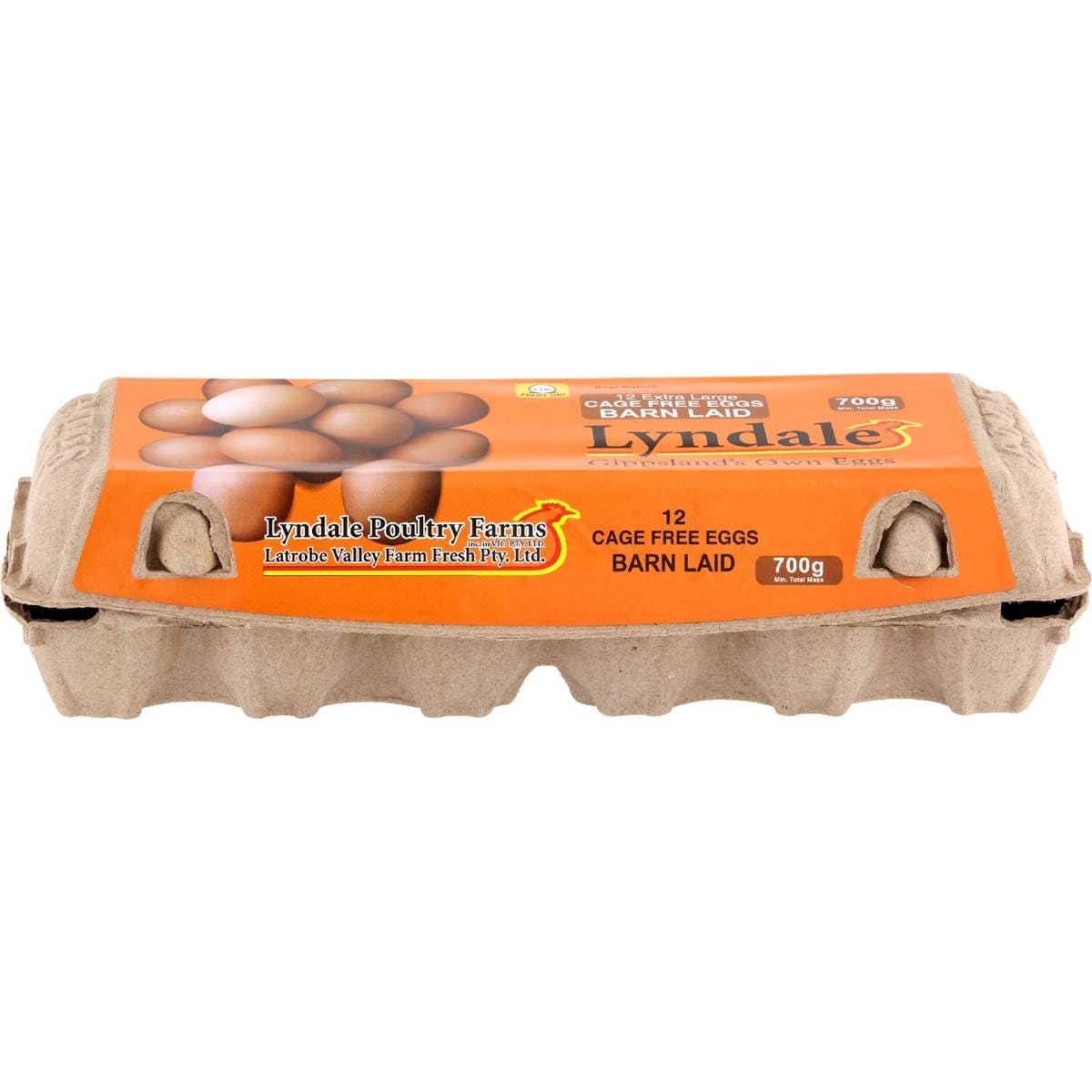 Lyndale Gippsland's Own Eggs 12 Extra Large Cage Free 700g