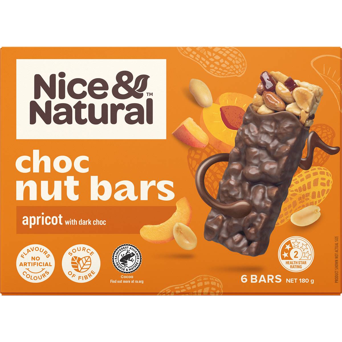 Nice & Natural Chocolate Nut Bar Apricot 180g X6 Pack Woolworths