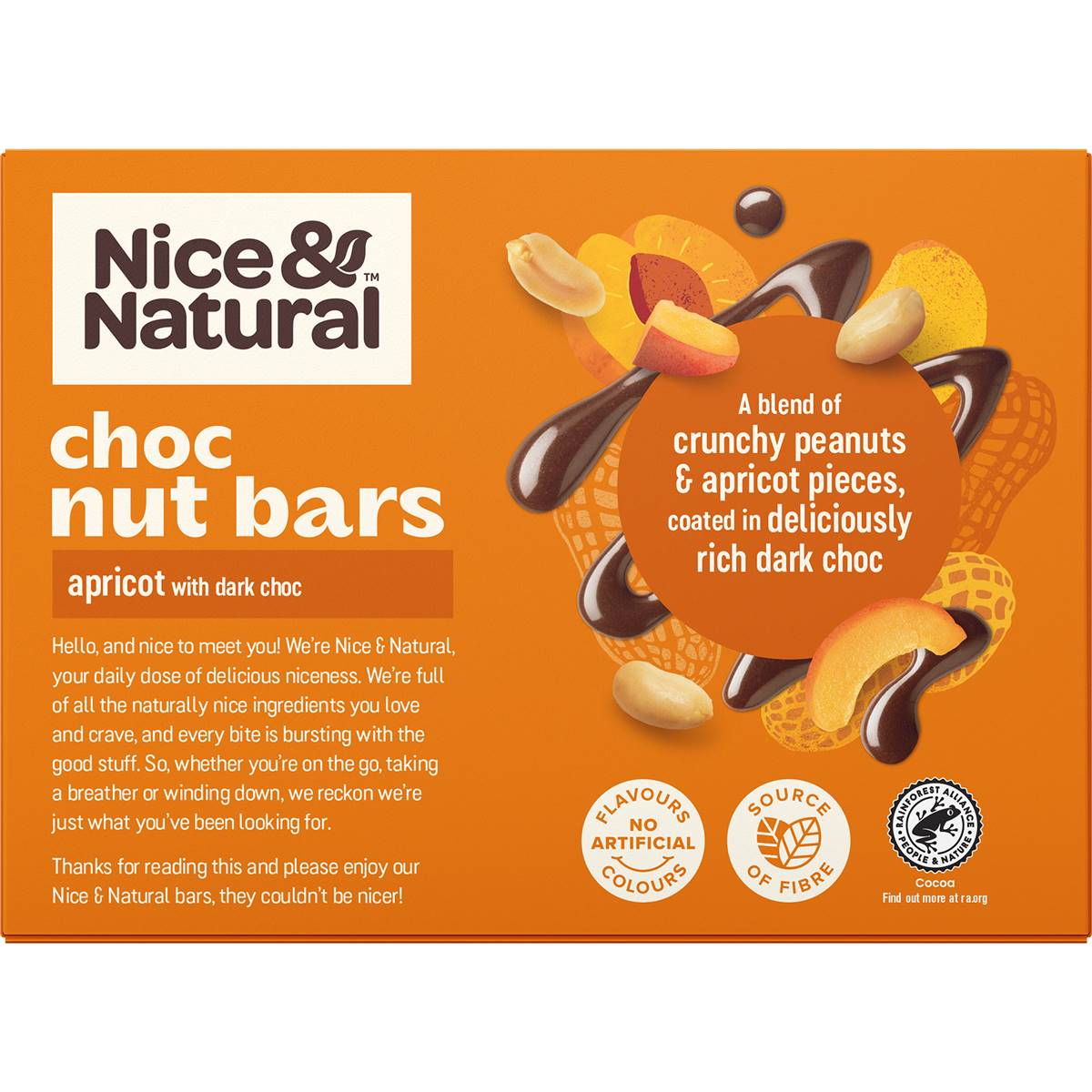 Nice & Natural Chocolate Nut Bar Apricot 180g X6 Pack Woolworths