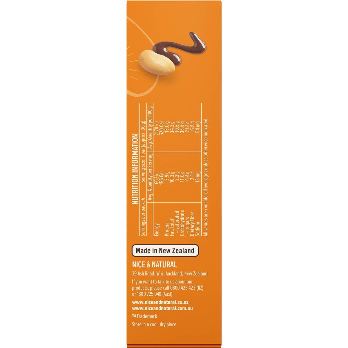 Nice & Natural Chocolate Nut Bar Apricot 180g X6 Pack Woolworths