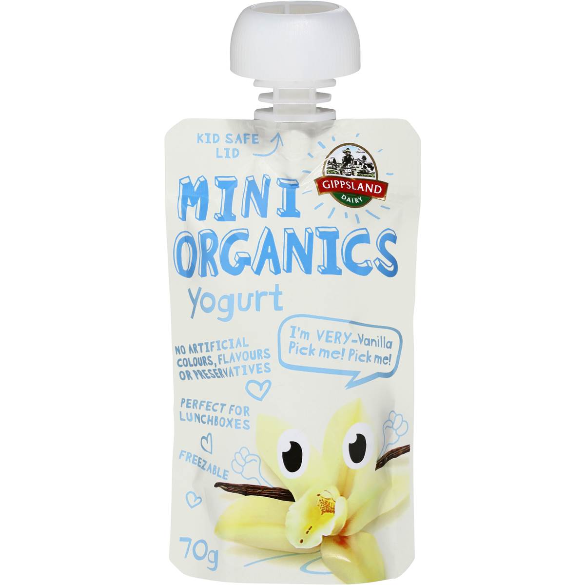 Gippsland Mini Organic Vanilla Yoghurt 70g Woolworths