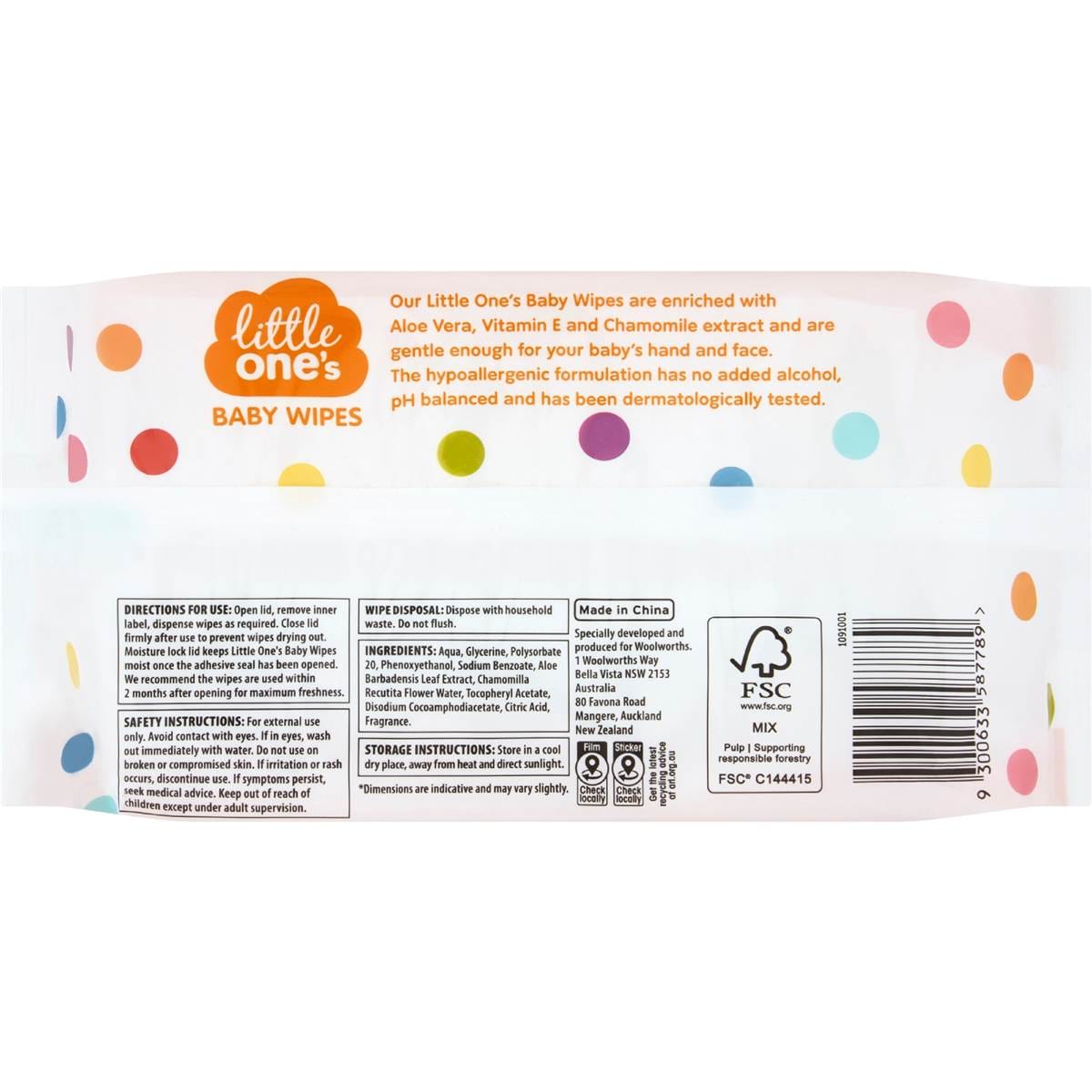 Little One's Baby Wipes Scented 80 Pack Woolworths